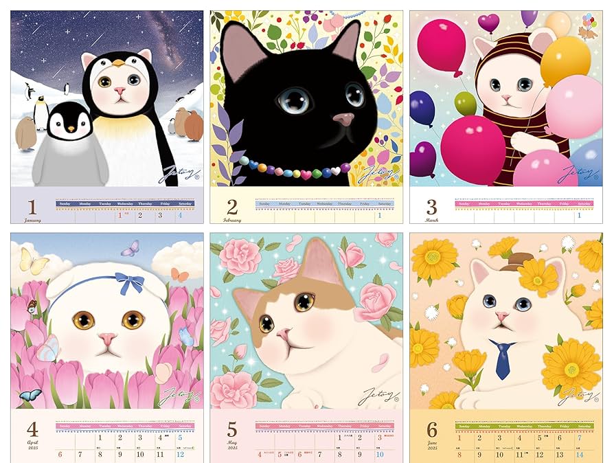 Amazon.co.jp: 2025 猫のchoo chooカレンダー（壁掛け）猫の